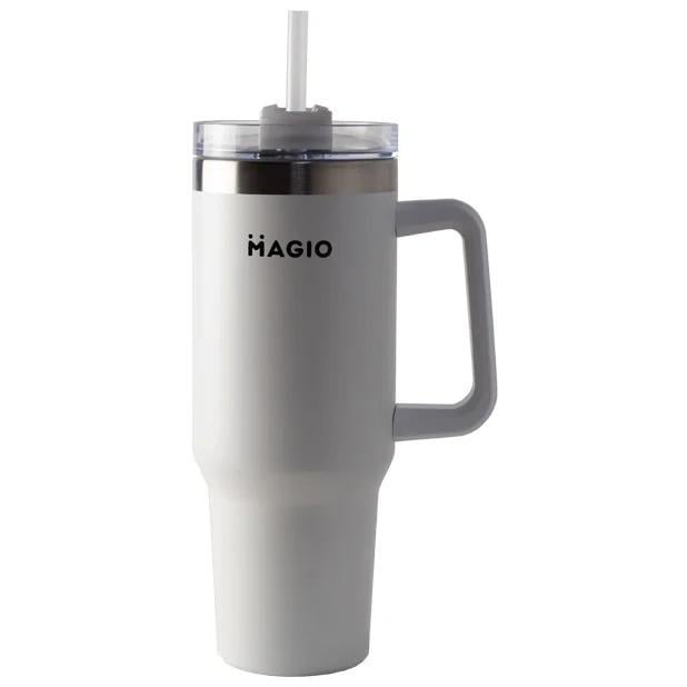 Термостакан с ручкой и соломинкой Magio MG-1086 1200 мл Белый (iz16355)