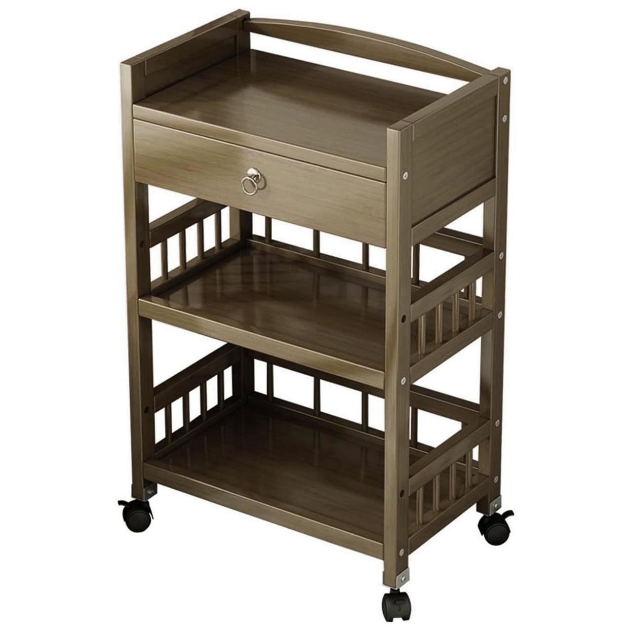 Этажерка для ванной из дерева на колесиках Саперли Сепия (АБТ-006808)