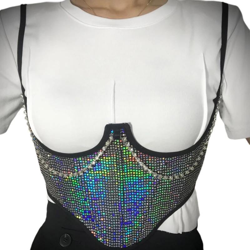 Корсет эластичный широкий с паетками и камнями L 74/90 см Черный Корсет эластичный широкий с паетками и камнями L 74/90 см Черный