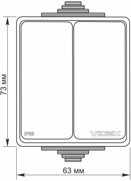 Вимикач Videx Binera IP65 зовнішній двоклавішний накладний Сірий (3112844) - фото 4