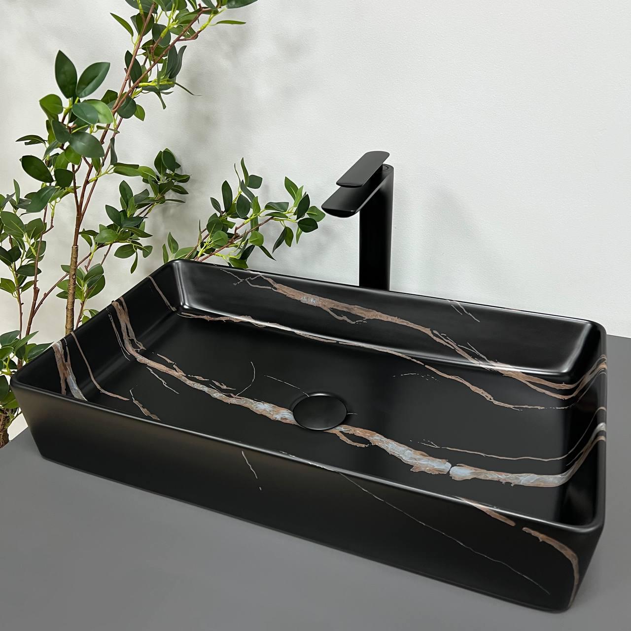 Умивальник VBI TRIEST STONE накладний Black matt (VBI-012703)