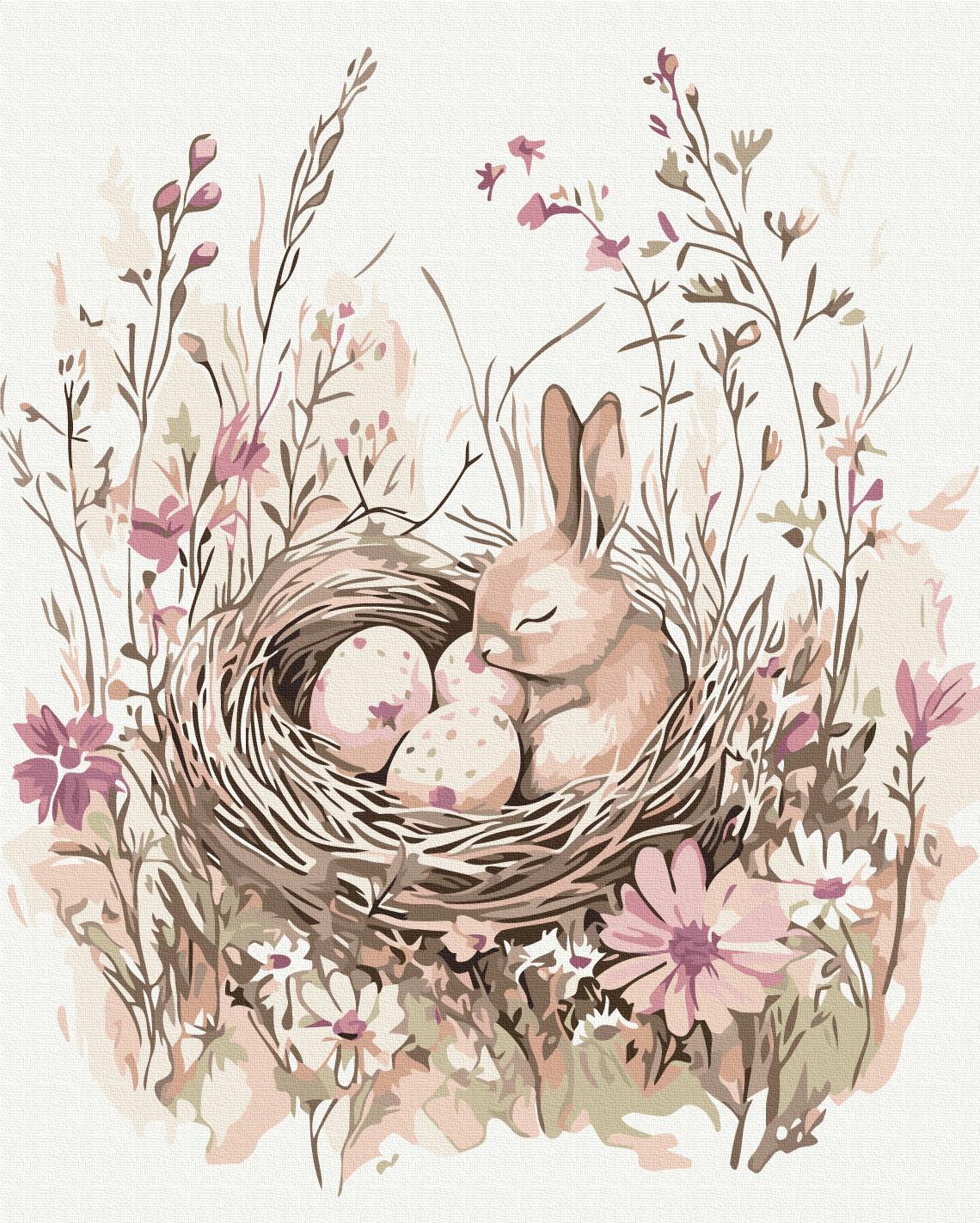 Картина по номерам Brushme Пушистый зайчик и писанки 40x50 см (BS54298)