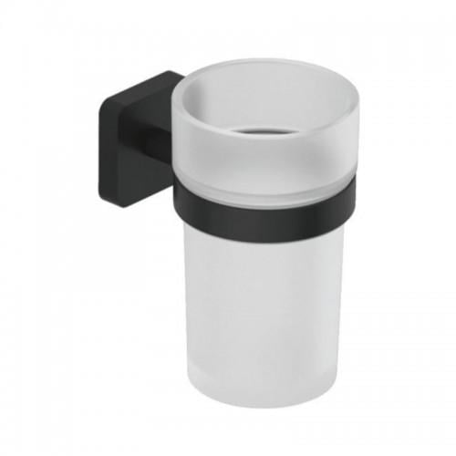 Тримач для зубних щіток зі склянкою Kludi VELA S Чорний матовий (GRM-47106-01)