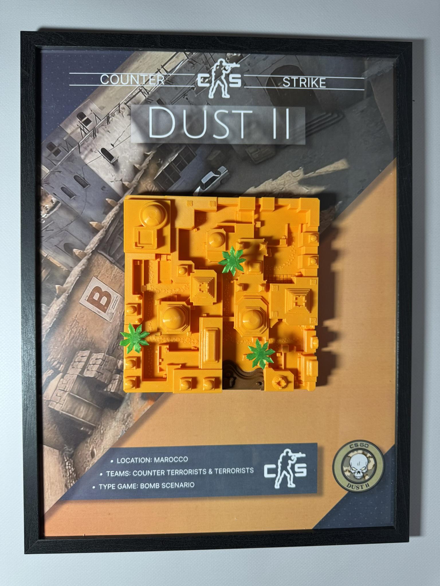 Карта 3D Dust II по игре Counter Strike 30х40 см