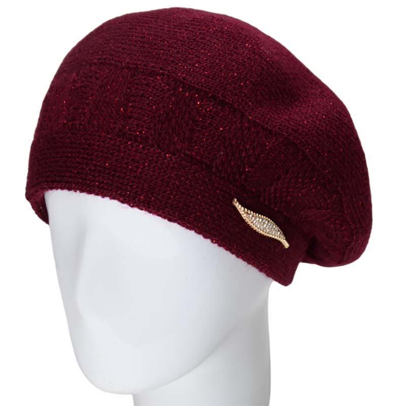 Берет женский Lirus Милена двойной с люрексовой нитью Бордовый (119201)