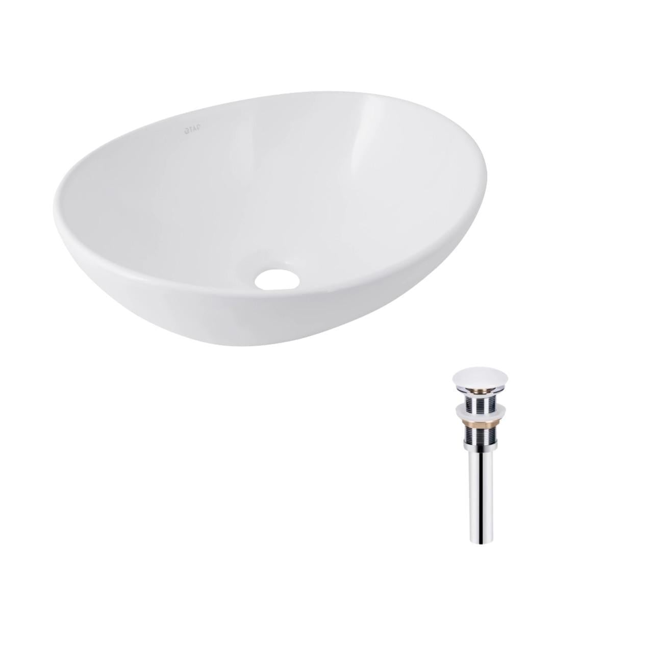 Комплект Qtap Dove раковина накладная овальная с донным клапаном PU02 415x340x140 мм White (2611678618)