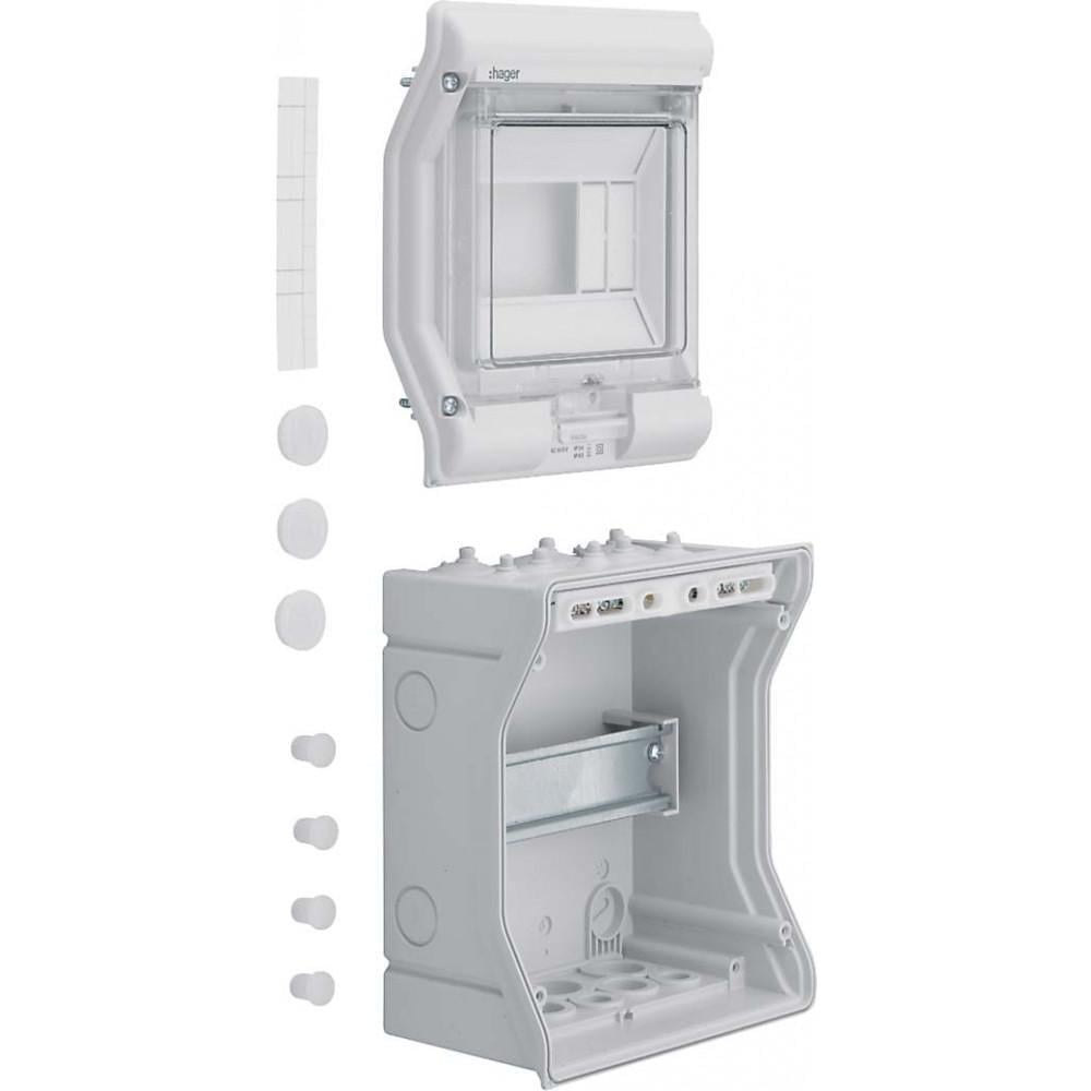 Щит розподільчий накладний Hager VECTOR на 6 модулів з прозорими дверцятами IP65 (28176668)