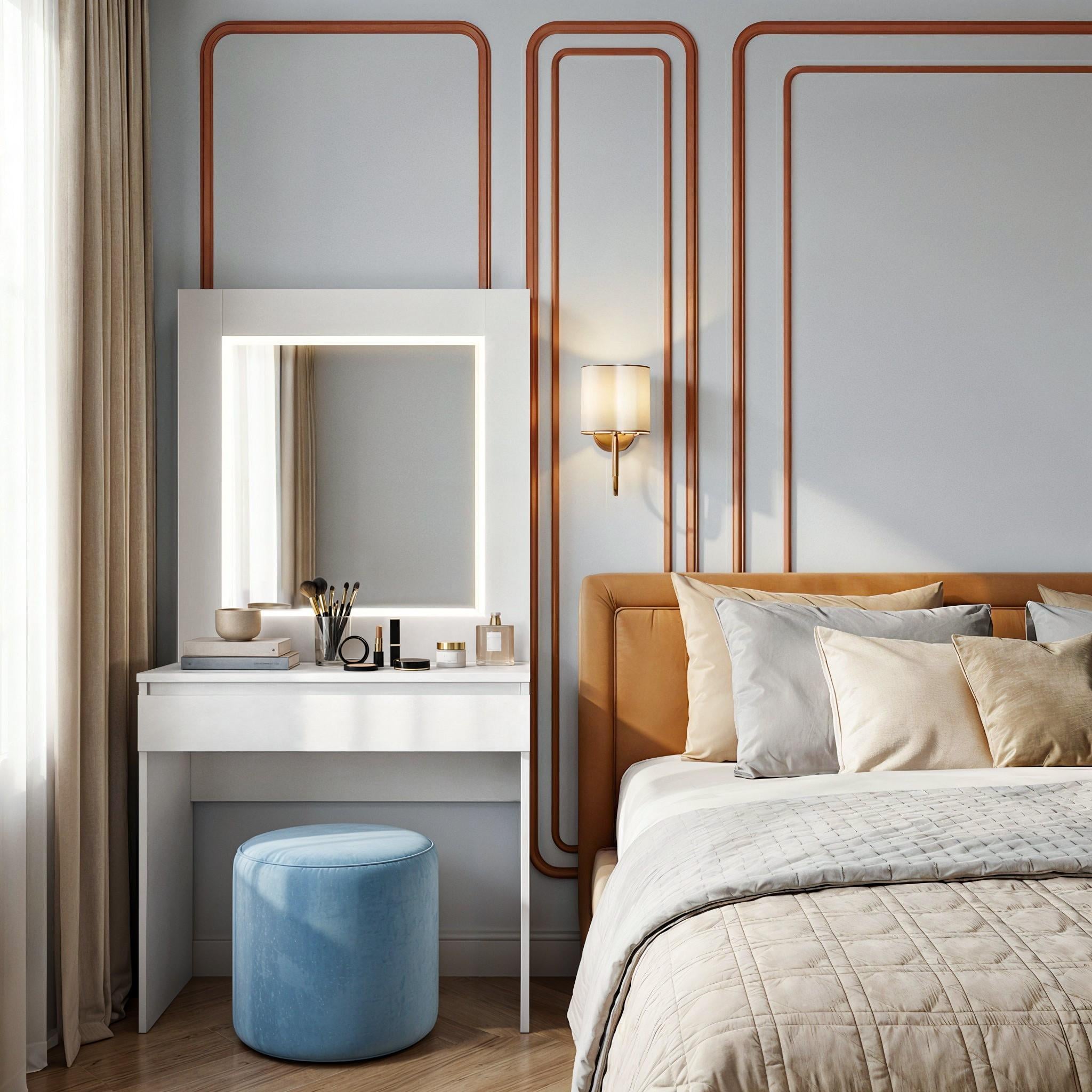 Туалетный столик с LED-подсветкой ST1PL 800x400x1600 мм Белый