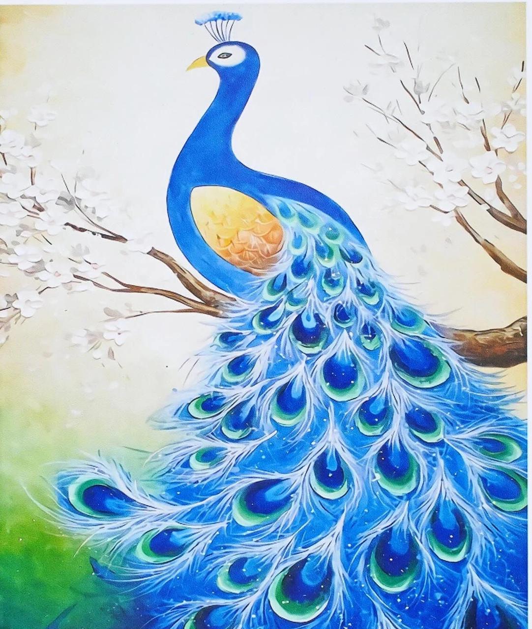 Алмазная мозаика Сказочный павлин на холсте с подрамником 30х40 см (GB80604)