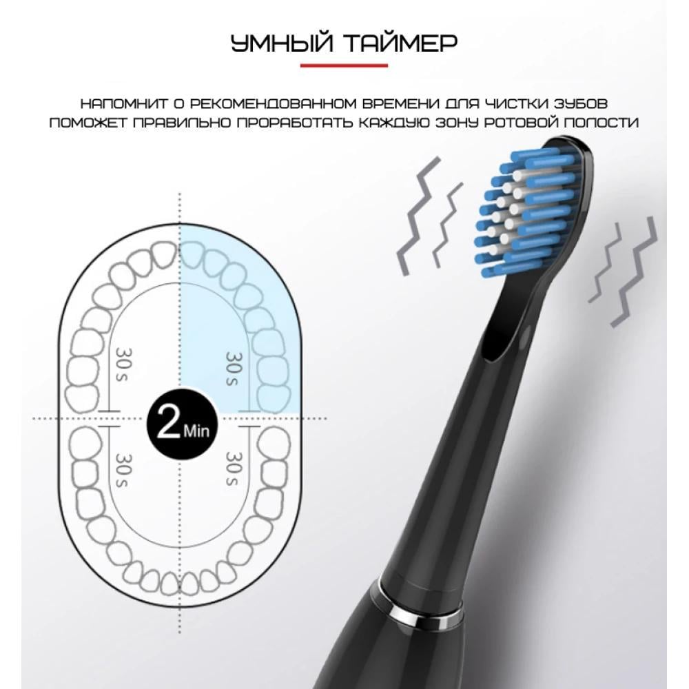 Електрична зубна щітка Seago Sonic SG575 звукова 5 насадок 5 режимів кейс для зберігання Темно-синій (418541) - фото 4