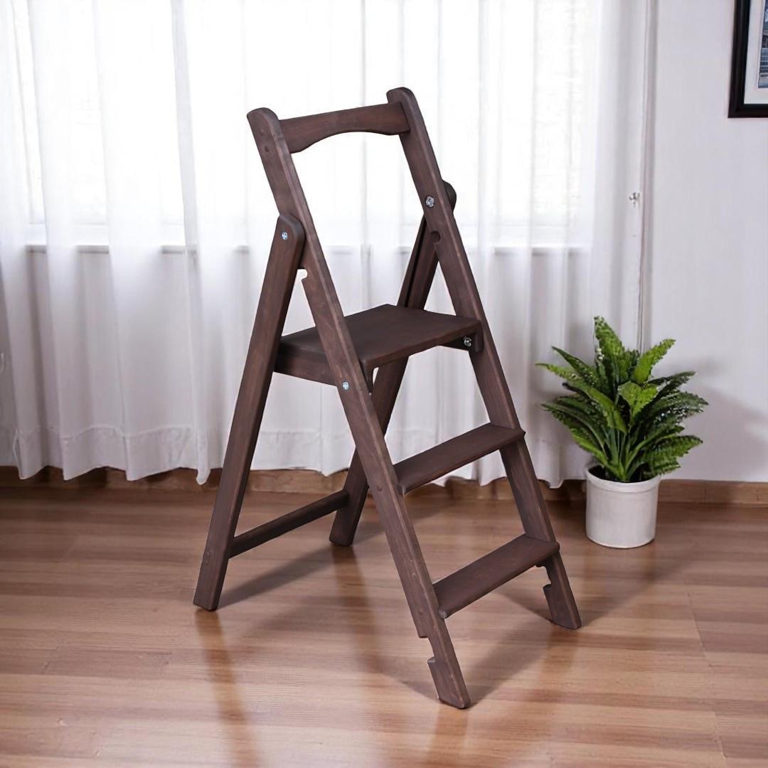 Стремянка-лестница деревянная Студія Дерева Вільха Скини бытовая 3 ступеньки Шоколад (31002908)