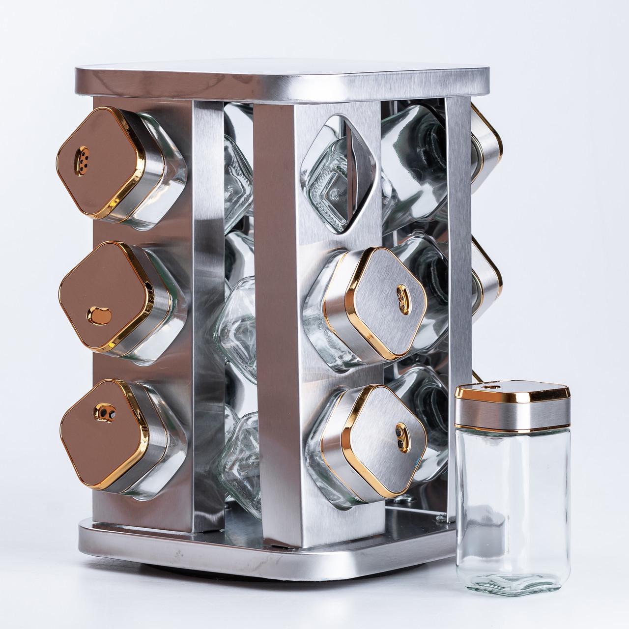 Набор баночек для специй на подставке 12 шт. по 100 мл