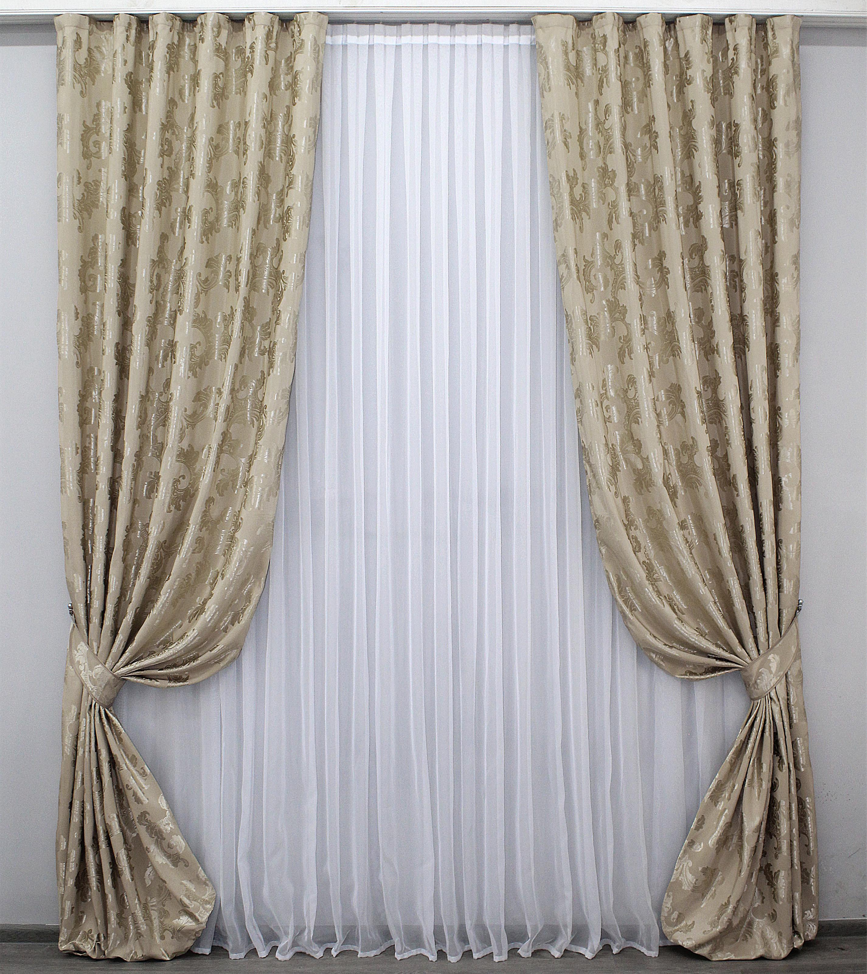 Комплект штор VR-Textil Корона № 1114ш блекаут 150х280 см 2 шт. Шампань (30-914)
