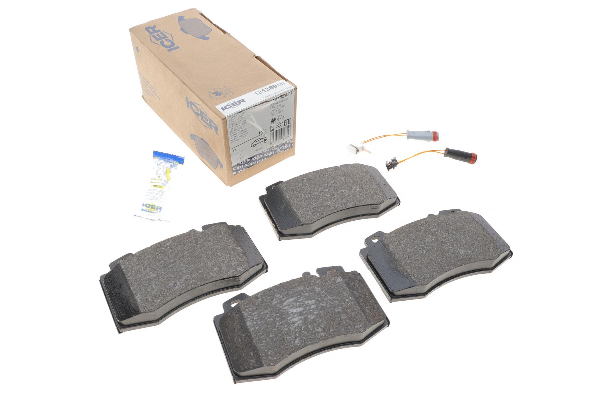 Колодки тормозные передние ICER MB C-class W203/E-class W211/S-class W220 00-09 и датчики (181389-203 ICER)