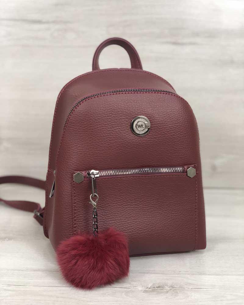 Рюкзак женский Welassie экокожа с пушком Бордовый (wel-44407)