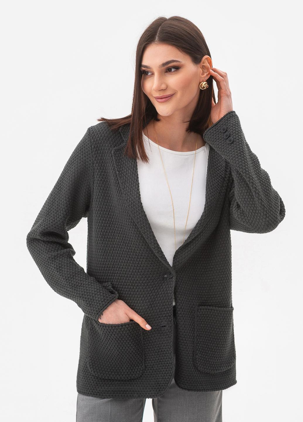 Пиджак женский рисовой вязки SVTR р. 48-50 Темно-серый (598) - фото 8 Пиджак женский рисовой вязки SVTR р. 48-50 Темно-серый (598) - фото 8
