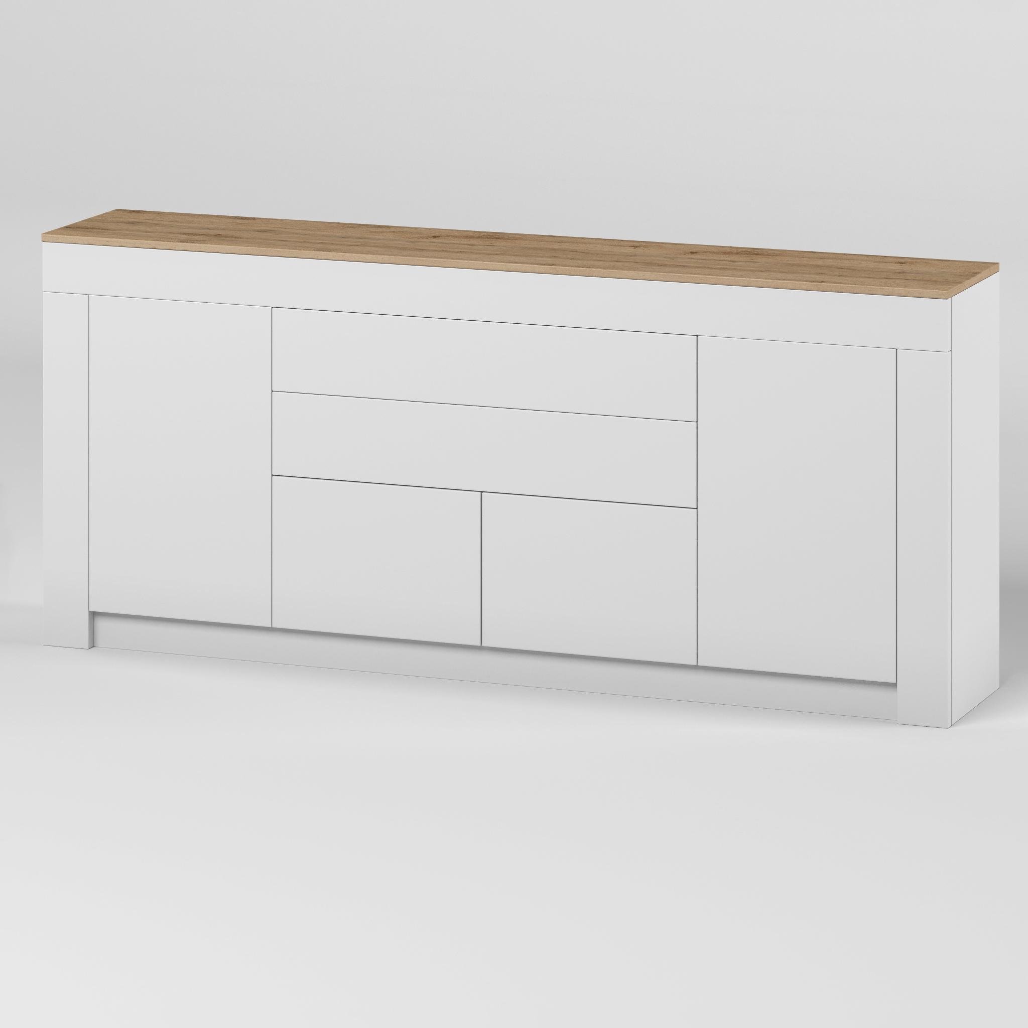 Комод з дверцятами та шухлядами без ручок Ларрі-2 1900x350x840 мм Білий/Дуб Аппалачі - фото 2