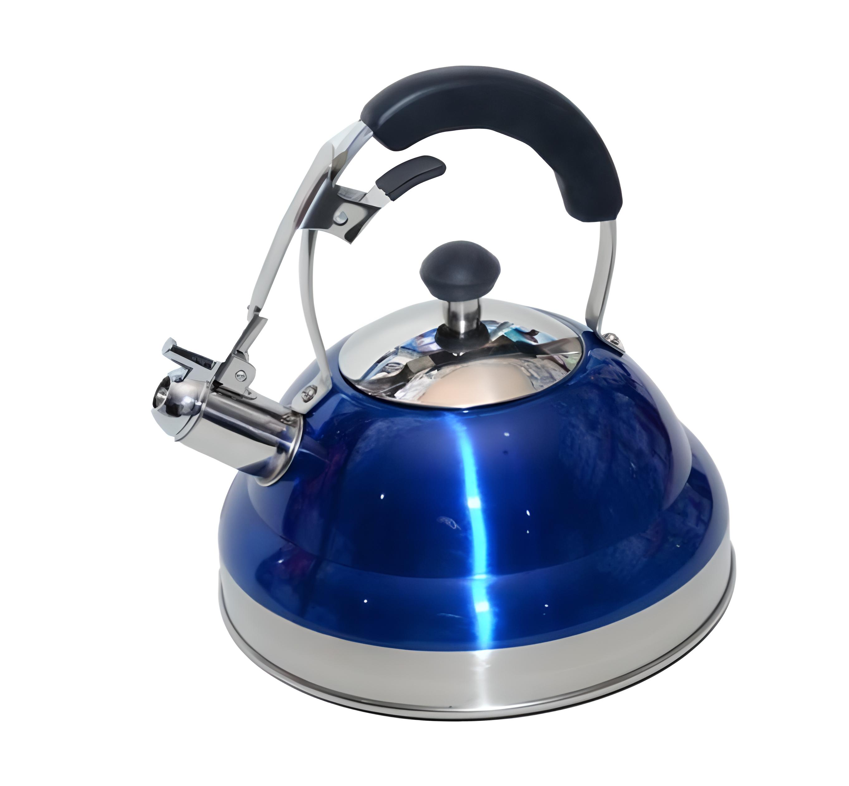 Чайник Giakoma G-3301 из нержавеющей стали со свистком с многослойным термоаккумулирующим дном Синий (G3301I)