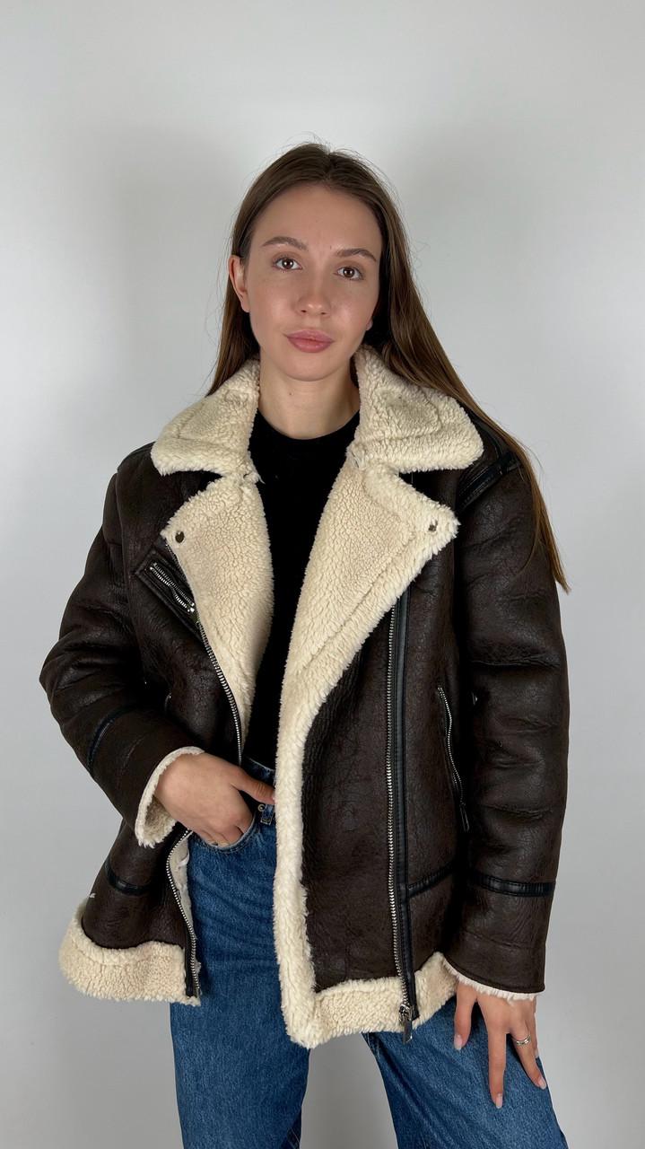 Дублянка жіноча Бренд #F2436-06 L Коричневий (23918491) - фото 4 Дублянка жіноча Бренд #F2436-06 L Коричневий (23918491) - фото 4