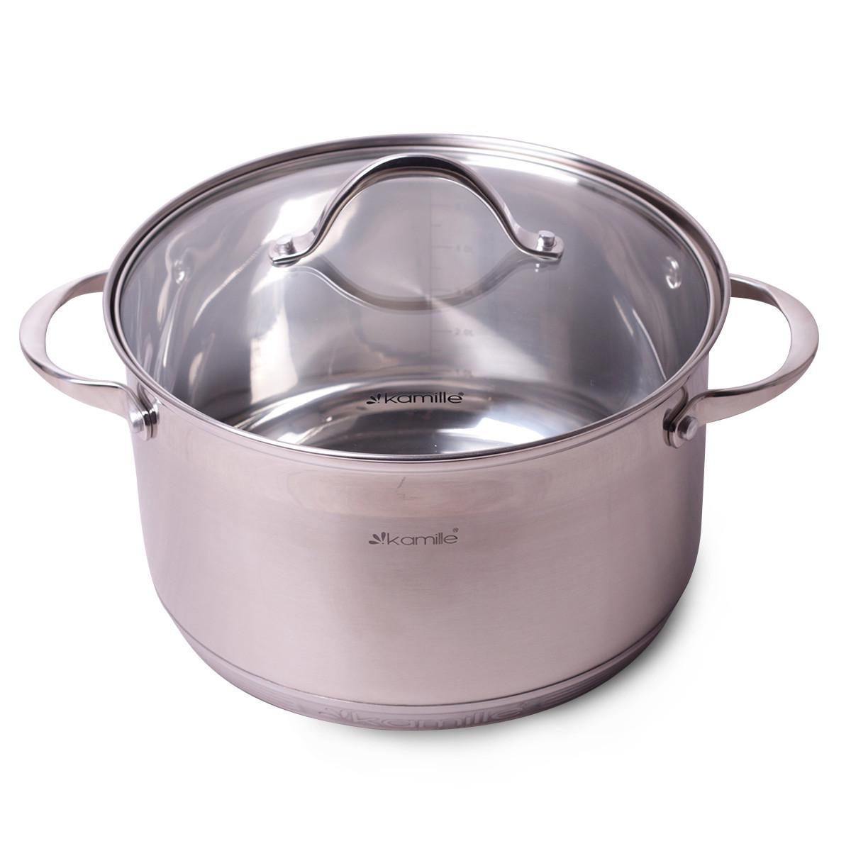 Кастрюля с крышкой Kamille KM-4722S из нержавеющей стали и 7-слойным дном 4,9 л (1714623762)