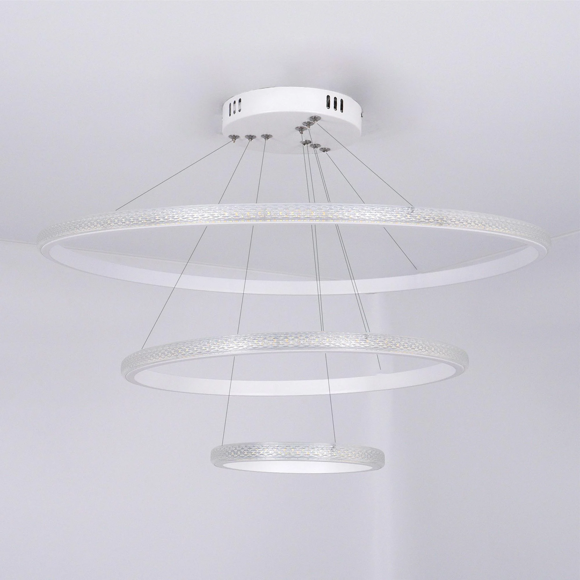 Люстра ESLLSE AKRILIKA 3R управляется выключателем без пульта 70W 600x1100 мм Белый (10431) - фото 1