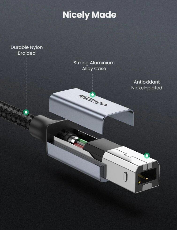 Кабель UGREEN US370 USB B to USB-C 2 м Aluminium (80807) - фото 4