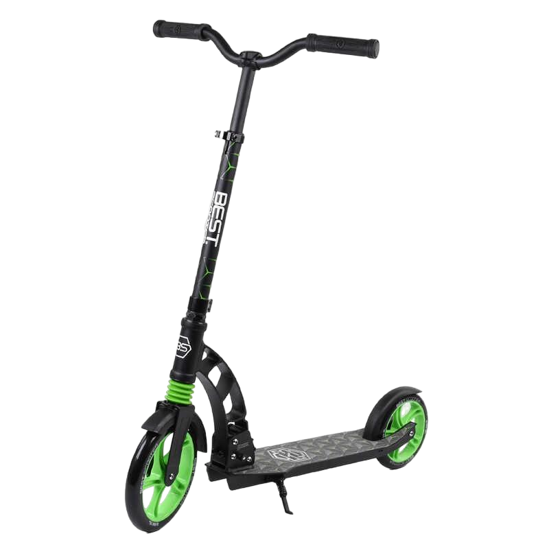 Самокат двухколесный Best Scooter с PU колесами 1 амортизатором Black/Green (99666)