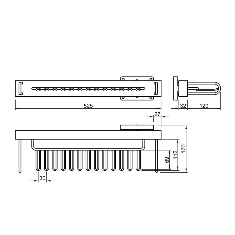 Полиця для краваток Venus VIBO висувна Графіт (APCLSPVGF) - фото 3 Полиця для краваток Venus VIBO висувна Графіт (APCLSPVGF) - фото 3