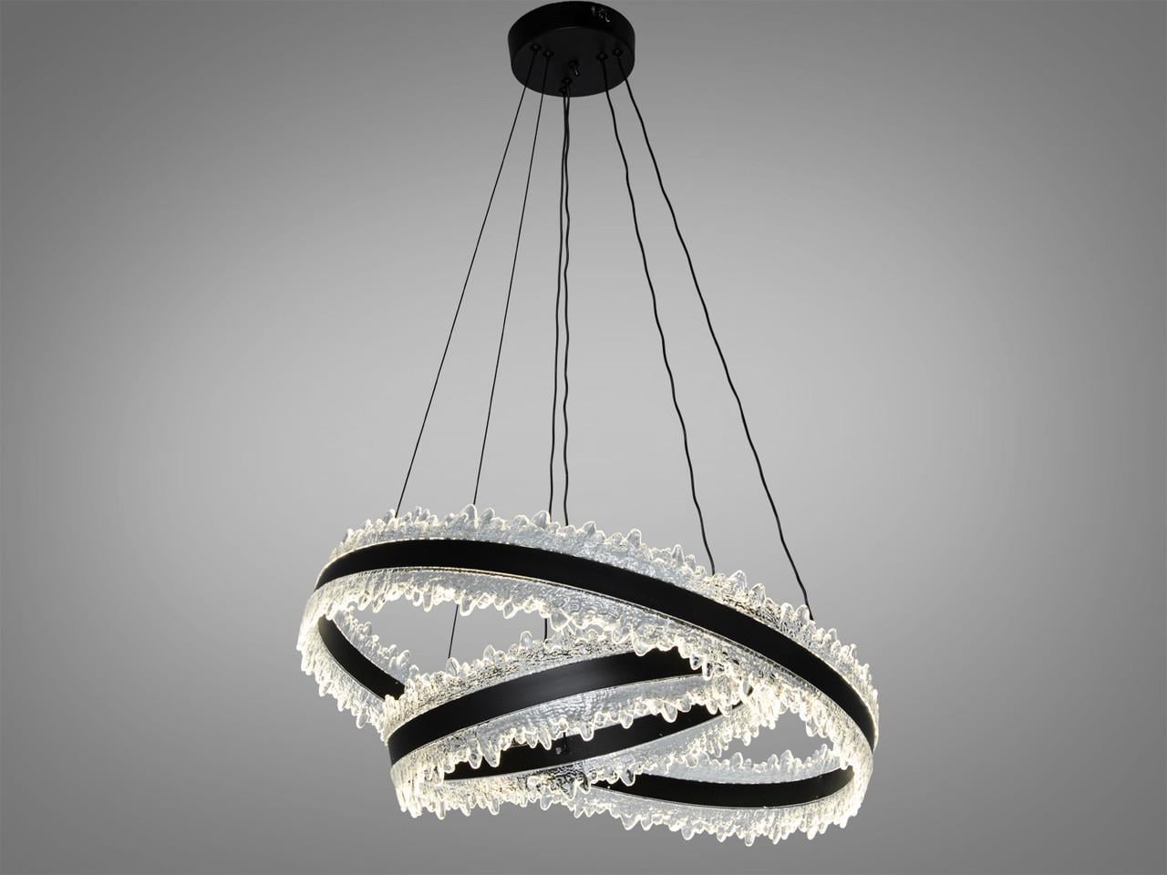 Люстра светодиодная подвесная для гостиной D8751 140Вт пульт Черный (D8751-600+400BK) Люстра светодиодная подвесная для гостиной D8751 140Вт пульт Черный (D8751-600+400BK)