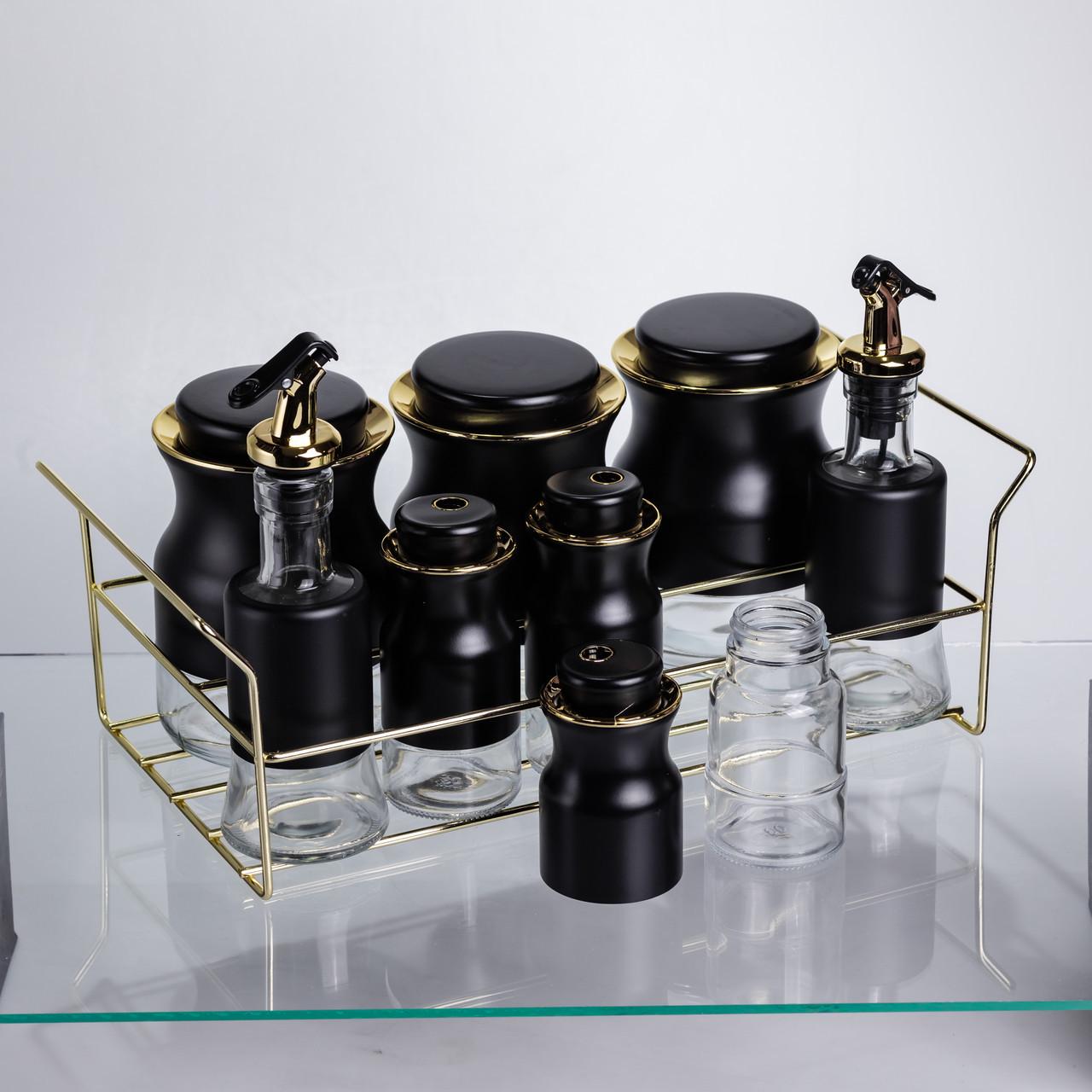 Набір для спецій і рідких текстур на металевій підставці Чорний (HP-1359) - фото 3 Набір для спецій і рідких текстур на металевій підставці Чорний (HP-1359) - фото 3