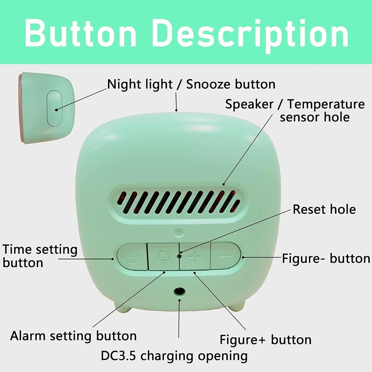 Часы настольные с будильником цифровые Cute TV аккумуляторные мультифункциональные Голубой (2459545715) - фото 6 Часы настольные с будильником цифровые Cute TV аккумуляторные мультифункциональные Голубой (2459545715) - фото 6