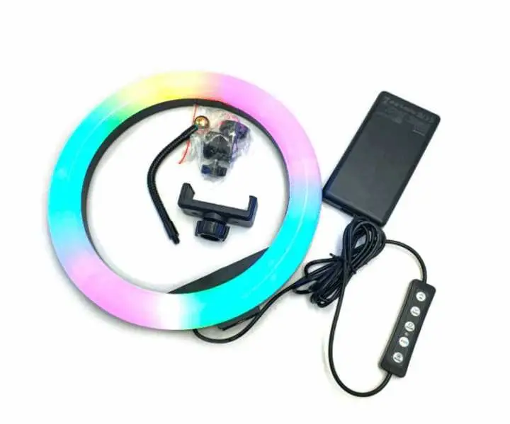 Лампа кольцевая для селфи MJJ-33 USB LED RGB + держатель Разноцветный - фото 4