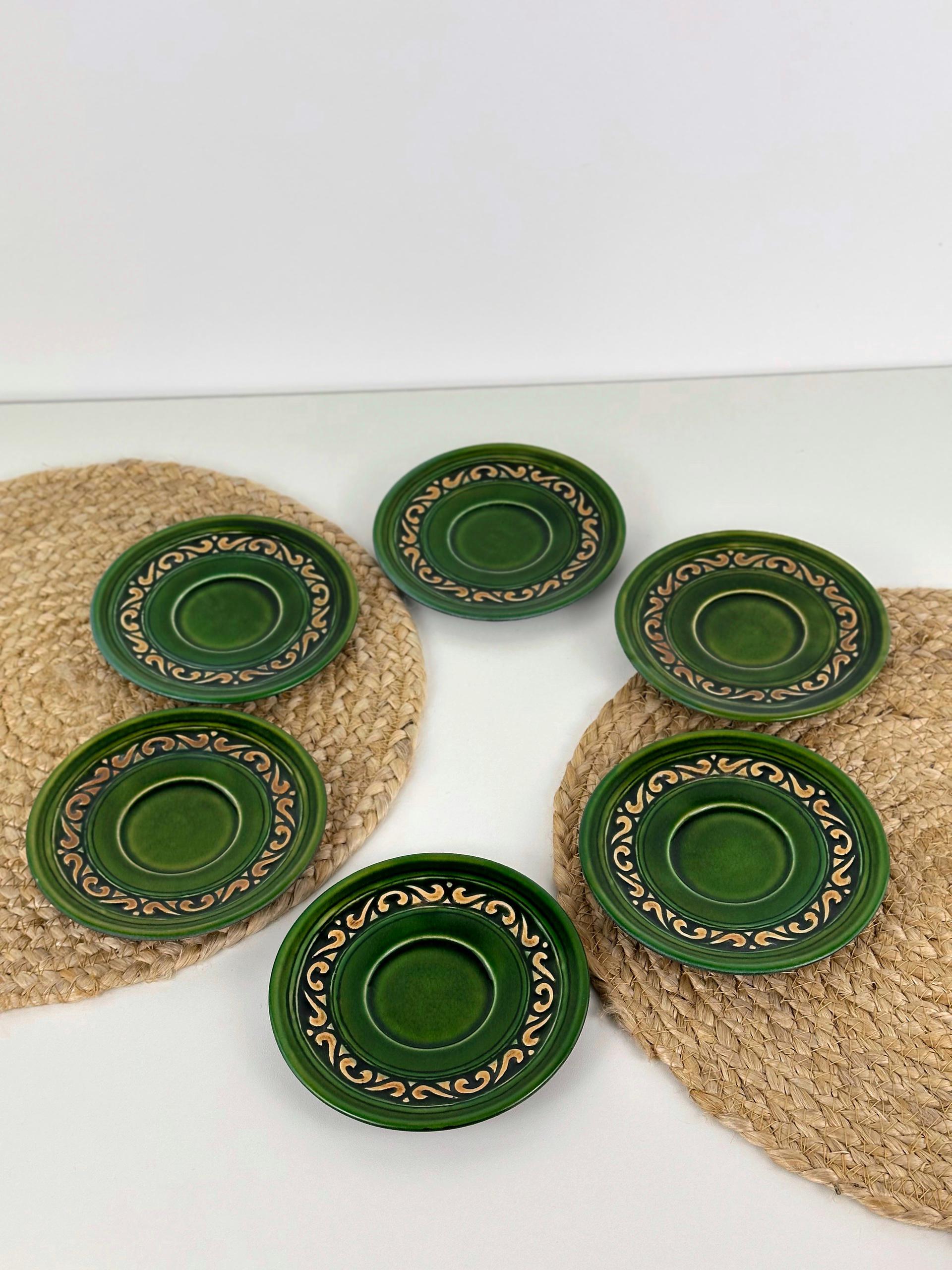 Набір глиняних чашок та блюдець Гражда 12 шт. Коричневий (17019-26) - фото 3 Набір глиняних чашок та блюдець Гражда 12 шт. Коричневий (17019-26) - фото 3