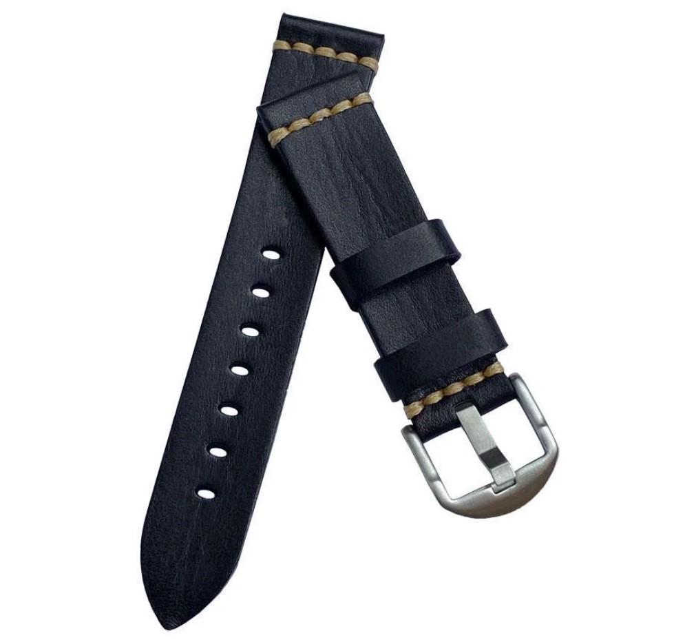 Кожаный ремешок Primolux C052B Steel buckle для часов Samsung Galaxy Watch 3 41 мм SM-R850 Black (1246565051)