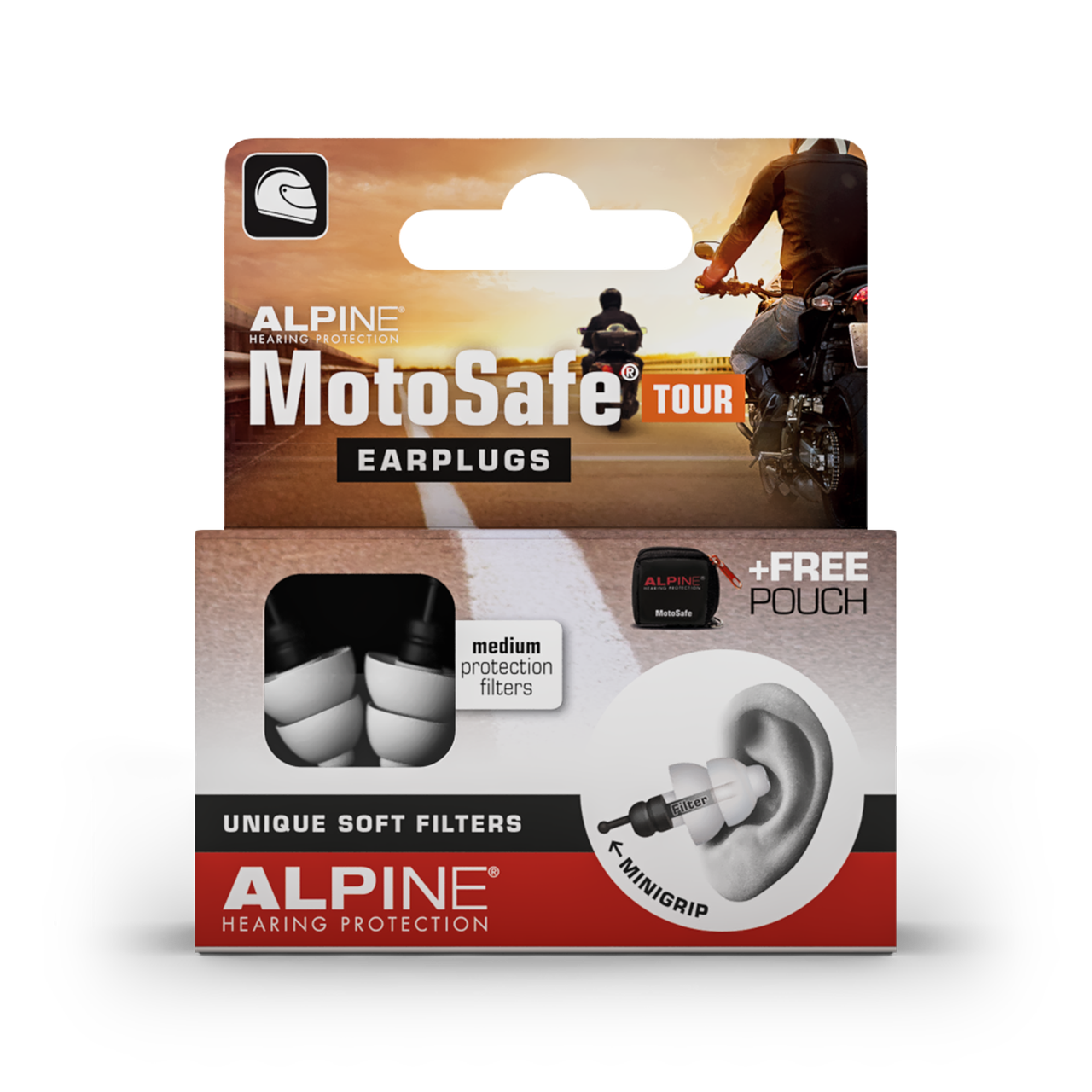 Беруші універсальні силіконові для мотоциклістів Alpine MotoSafe Tour з футляром 17 дБ (2134412939)