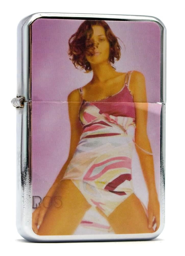 Зажигалка бензиновая Hot Girl White Серебристый/Розовый (32161657)