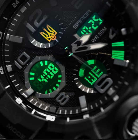 Годинник чоловічий Sanda Peremoga з тризубом Чорний - фото 5 Годинник чоловічий Sanda Peremoga з тризубом Чорний - фото 5