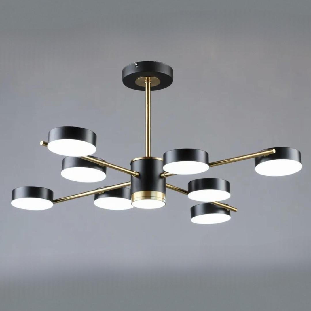 Люстра светодиодная Sirius на восемь плафонов 62W 3000-6500К Черный/Медный (B N6369/8 COP+BK)