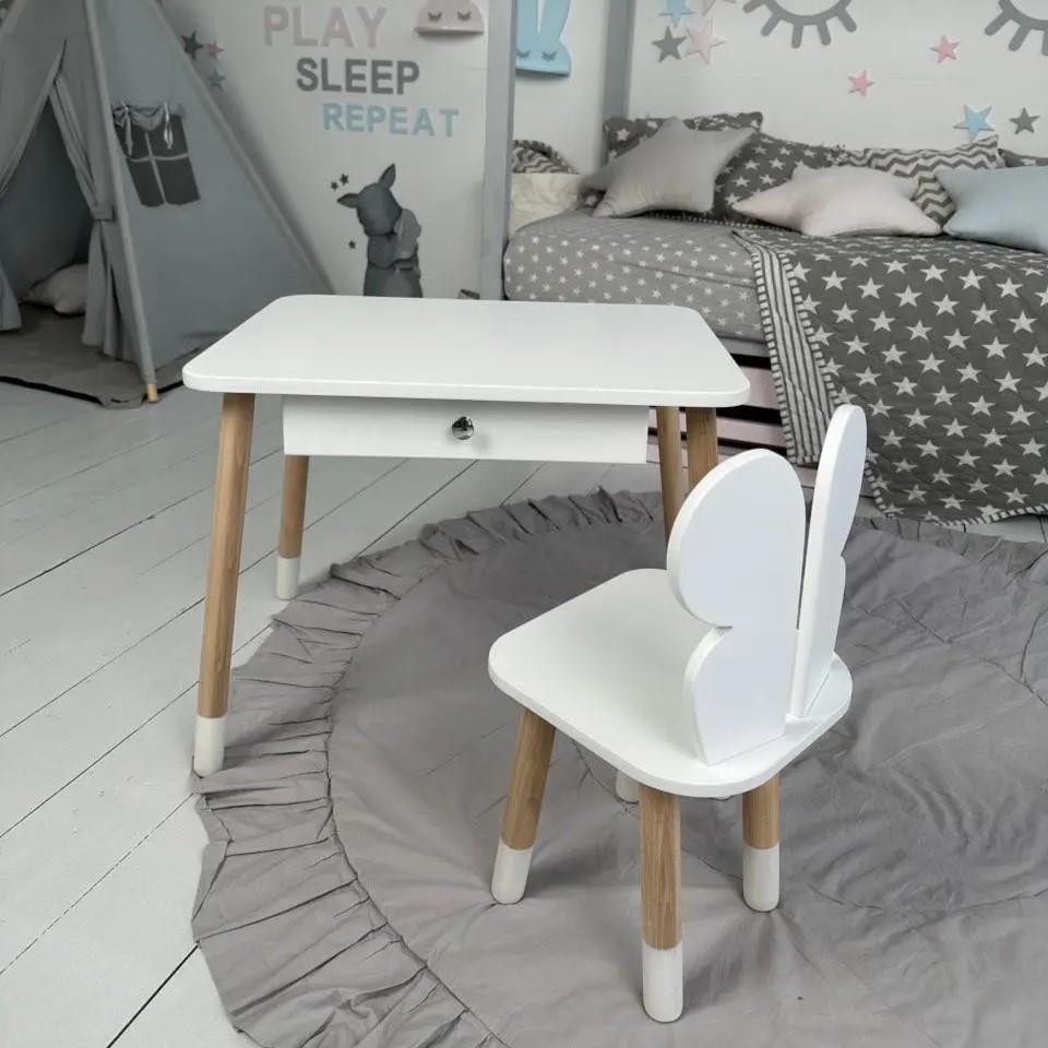 Детский столик и стульчик бабочка с ящиком для карандашей и раскрасок Белый (79850) Детский столик и стульчик бабочка с ящиком для карандашей и раскрасок Белый (79850)