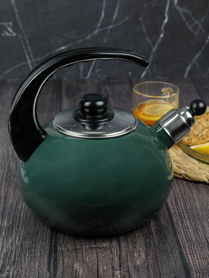 Чайник со свистком Kamille Vizo эмалированный с двойным дном для газа и индукции 2,5 л Зеленый (1039D) - фото 8 Чайник со свистком Kamille Vizo эмалированный с двойным дном для газа и индукции 2,5 л Зеленый (1039D) - фото 8