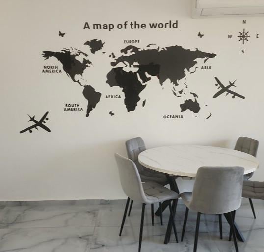 Карта світу декоративна самоклеюча 3D 180х100 см (2465168891)