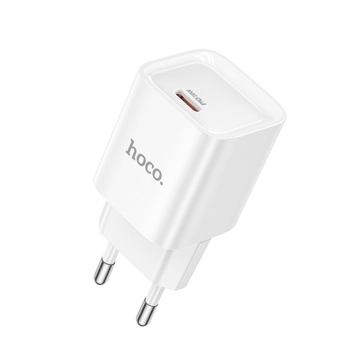 Зарядний пристрій Hoco C146A Charm single port PD charger EU Type-C 20W White (6942007630245)
