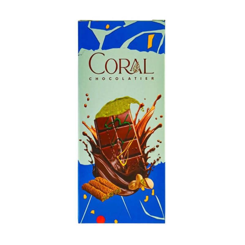 Шоколад Дубайский Coral Chocolatier с фисташковой начинкой и катаифи 100 г (23603889)