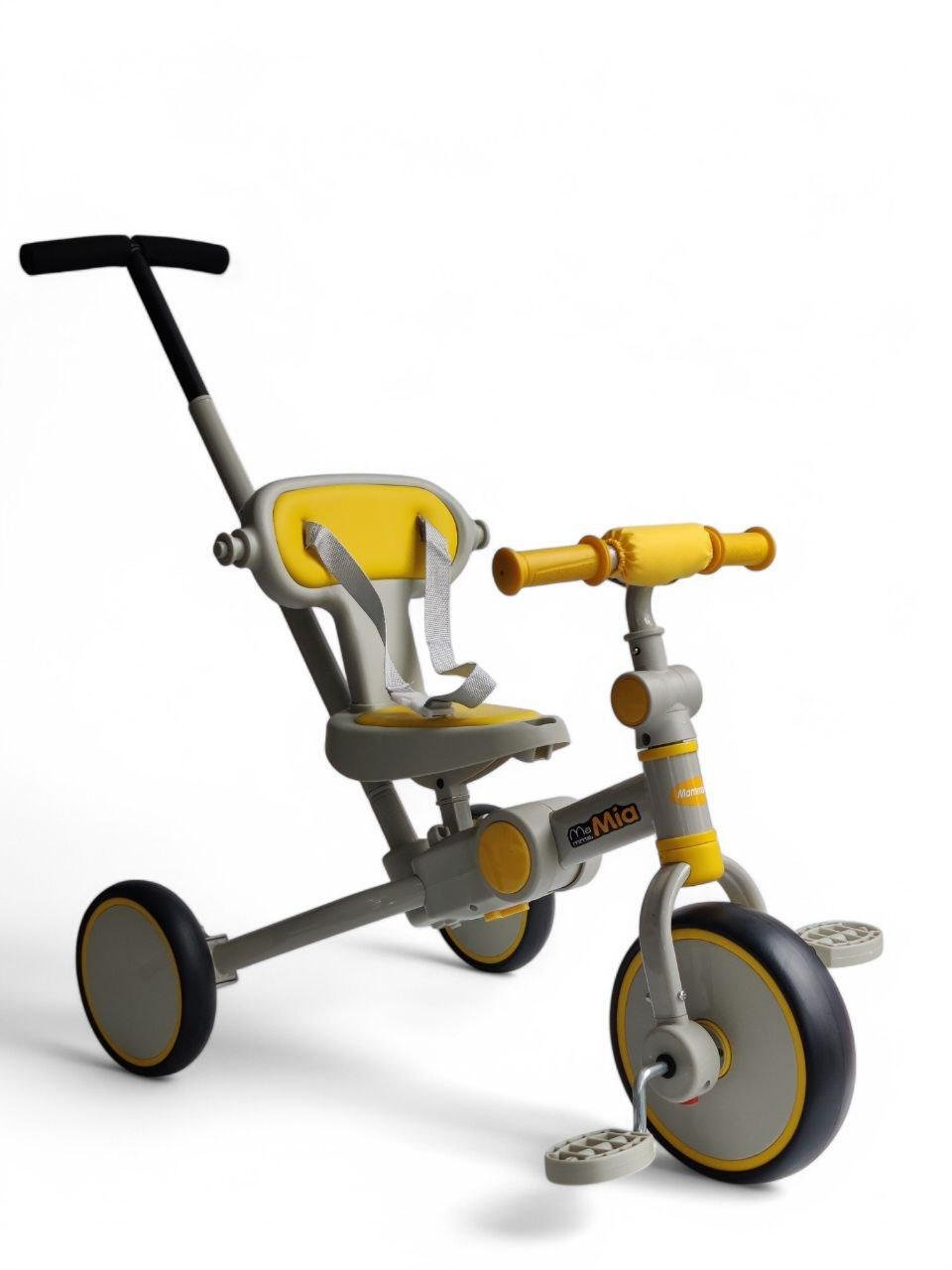 Дитячий велосипед з батьківською ручкою Mamma.Mia 105-2-1 триколісний складний до 60 кг Жовтий (105-2-1r-s) - фото 4