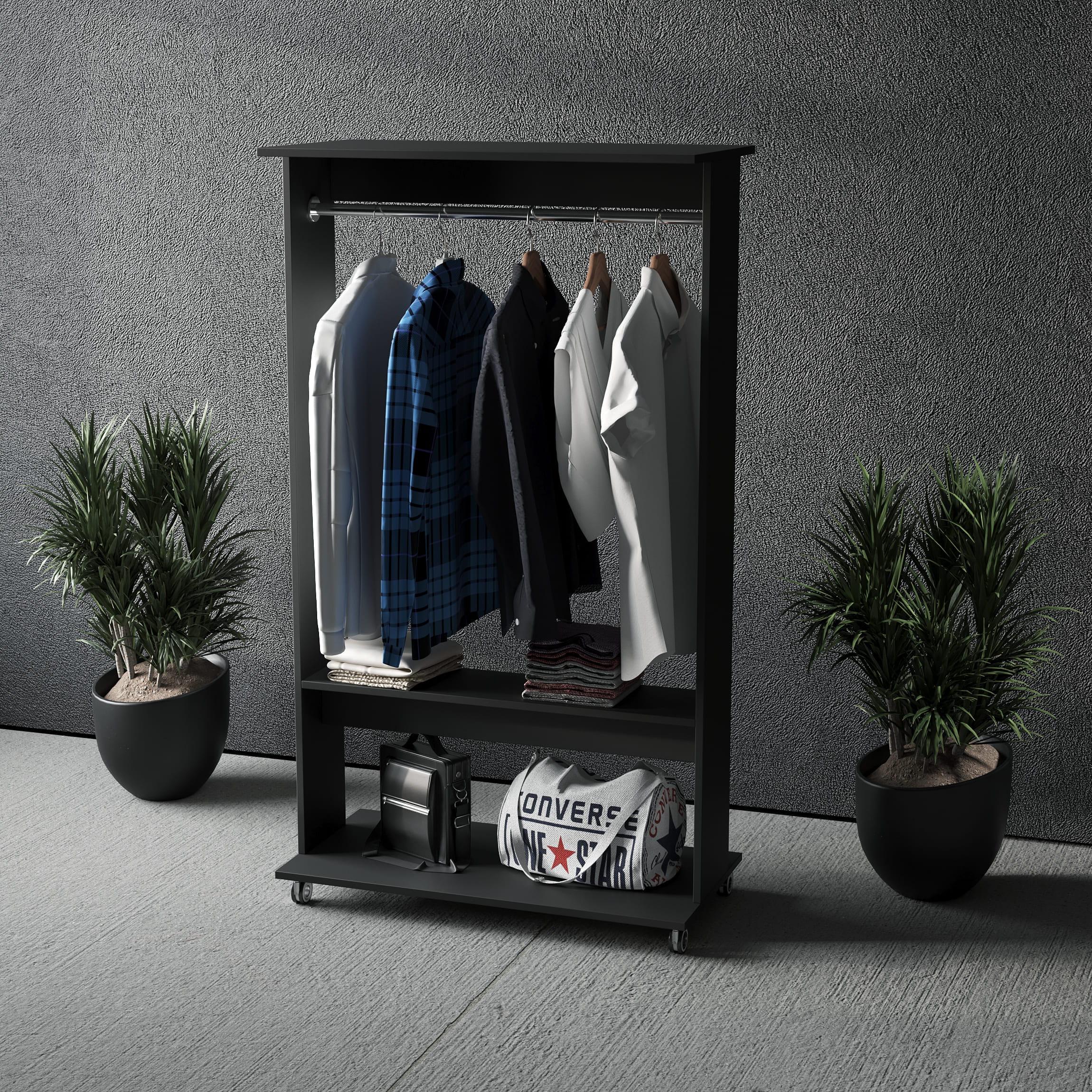 Гардеробна пересувна Model 2 зі штангою пересувна Чорний (380865)