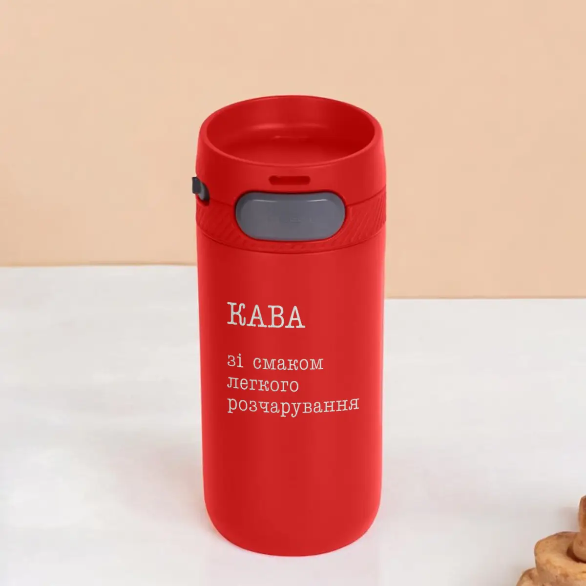 Термокружка Stay "Кава зі смаком легкого розчарування" деревянная подарочная коробка 415 мл Красный (8-6-5014107)