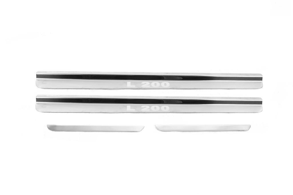 Накладки на пороги Carmos для Mitsubishi L200 2006-2015 гг. нержавеющая сталь Хром