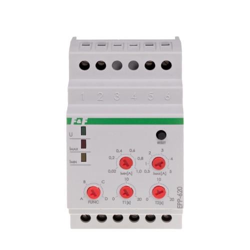Реле струму F&F EPP-620 230V AC 2x8A діапазон 0,5/5A (27872135)