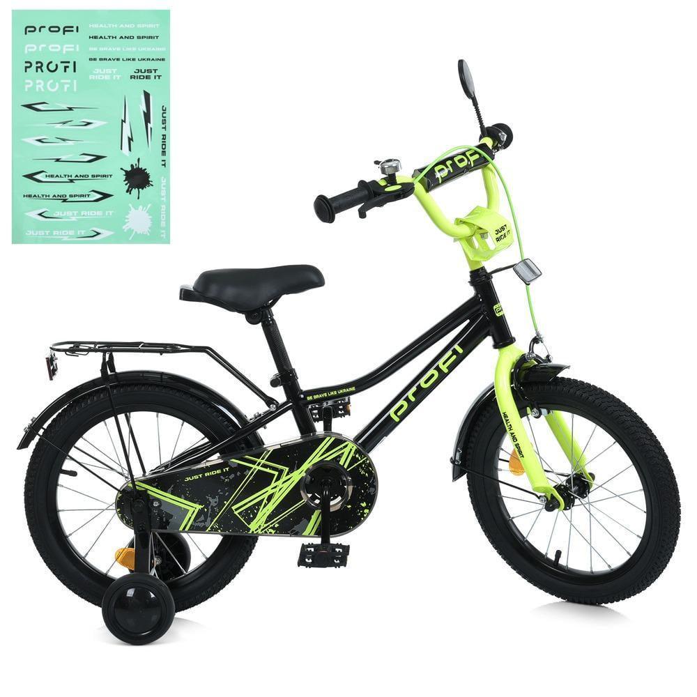 Дитячий велосипед PROF1 Prime 14" з багажником Чорно-салатовий - фото 8 Дитячий велосипед PROF1 Prime 14" з багажником Чорно-салатовий - фото 8