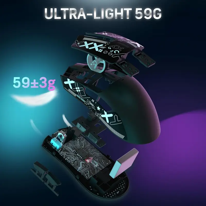 Мышка компьютерная беспроводня Attack Shark X11 и док-станция 22000dpi Black Graptape (2498232189) - фото 4